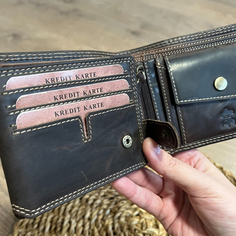 Pánska kožená peňaženka tmavohnedá SVEN