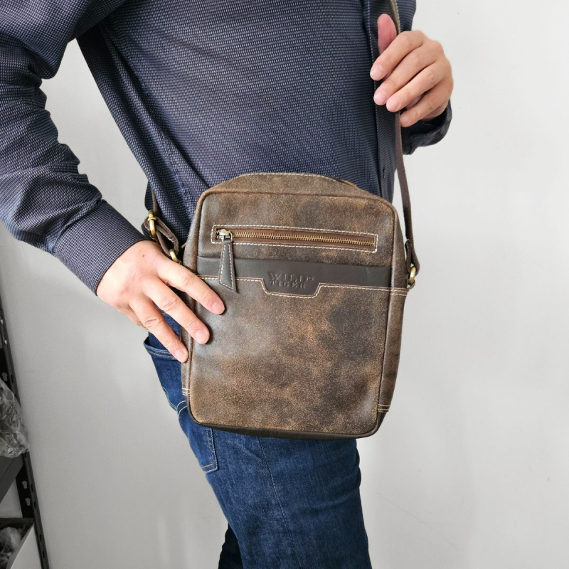 Kožená pánska crossbody taška NUBUK Wild