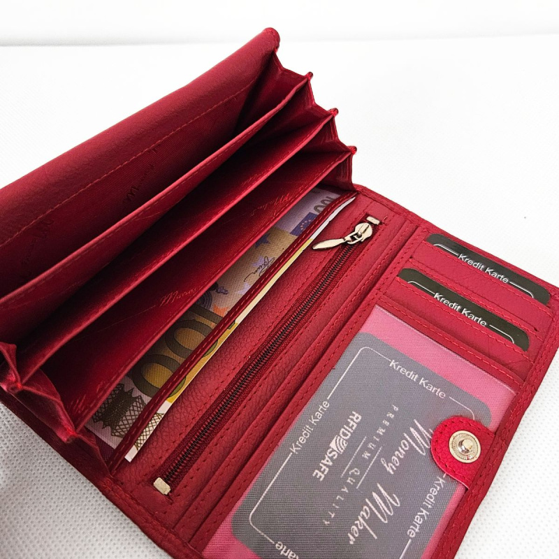 Červená dámska kožená peňaženka KAYLA