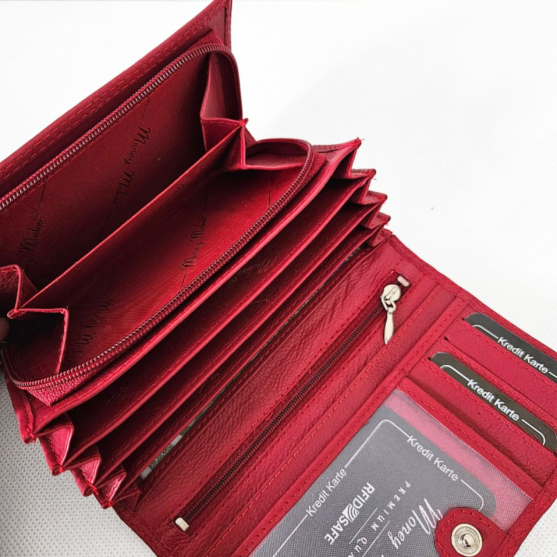 Červená dámska kožená peňaženka FREYA