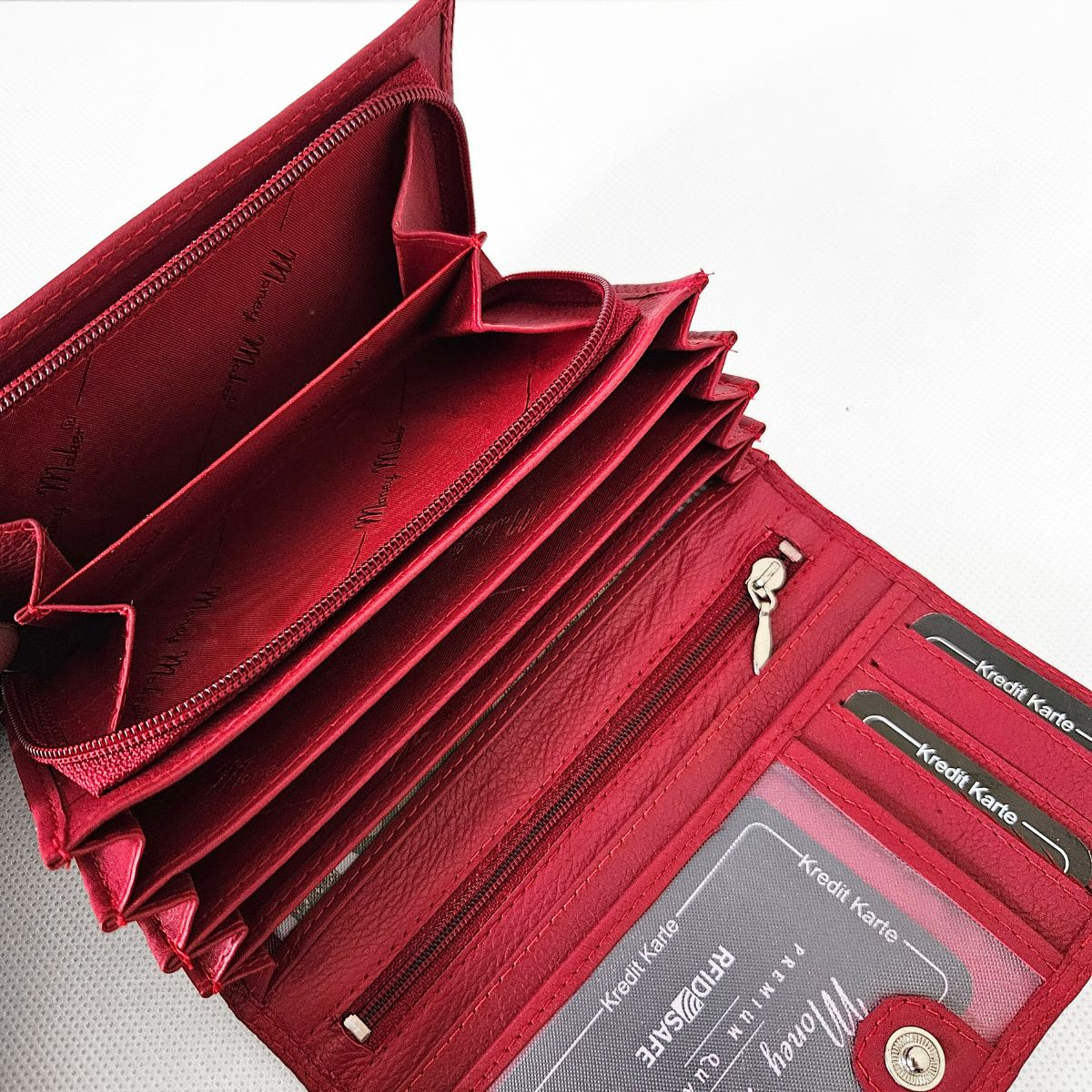 Červená dámska kožená peňaženka FREYA