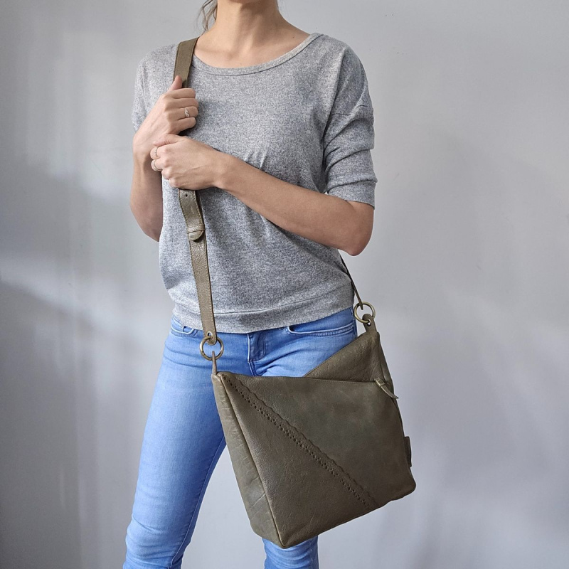 Dámska kožená kabelka olivová Arista