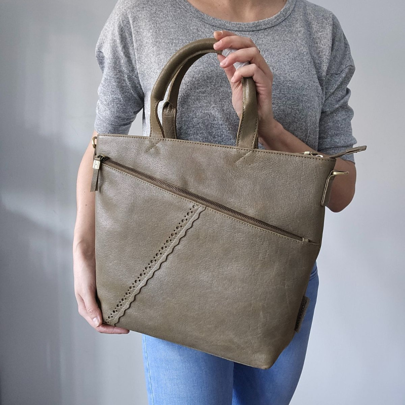 Dámska kožená kabelka olivová Diona