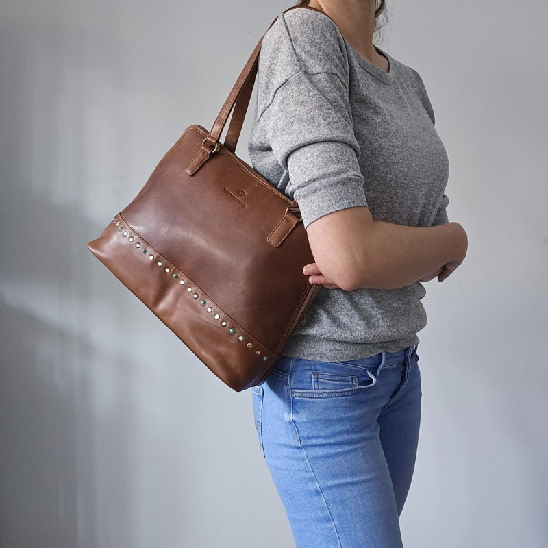 Dámska kožená kabelka piesková Edena