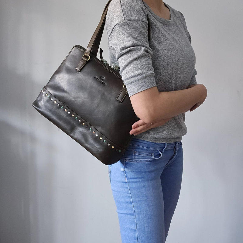 Dámska kožená kabelka olivová Edena