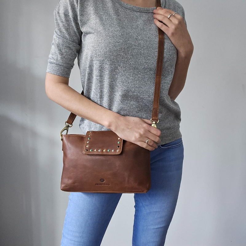 Dámska kožená kabelka piesková Arlea