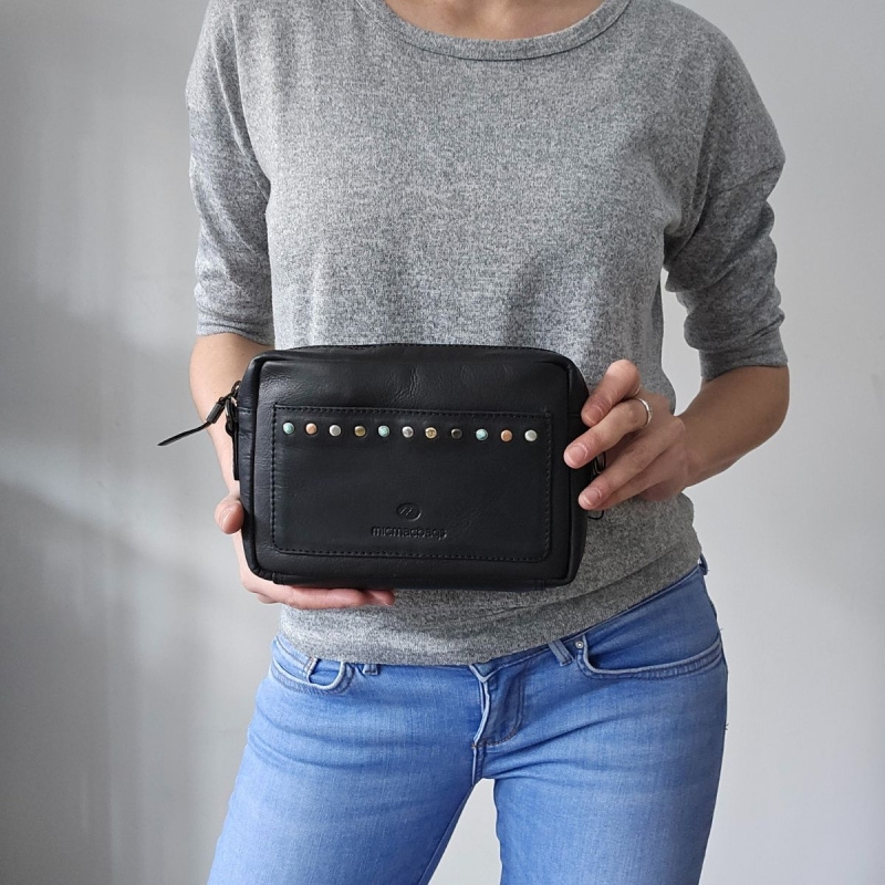 Dámska kožená kabelka čierna Lovella