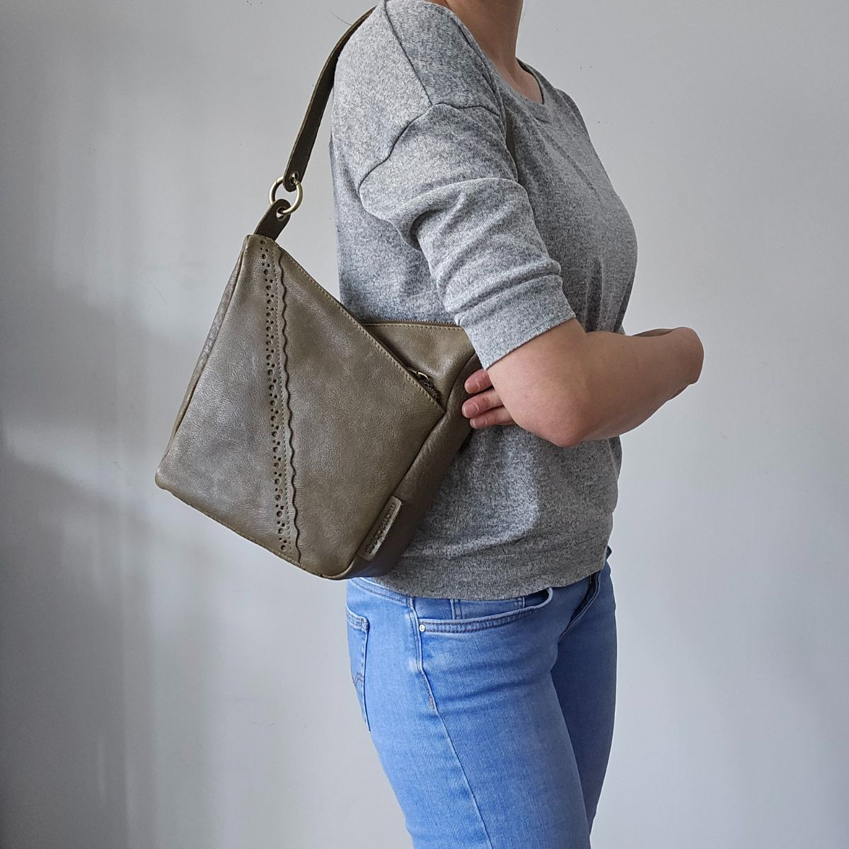 Dámska kožená kabelka olivová Lorena