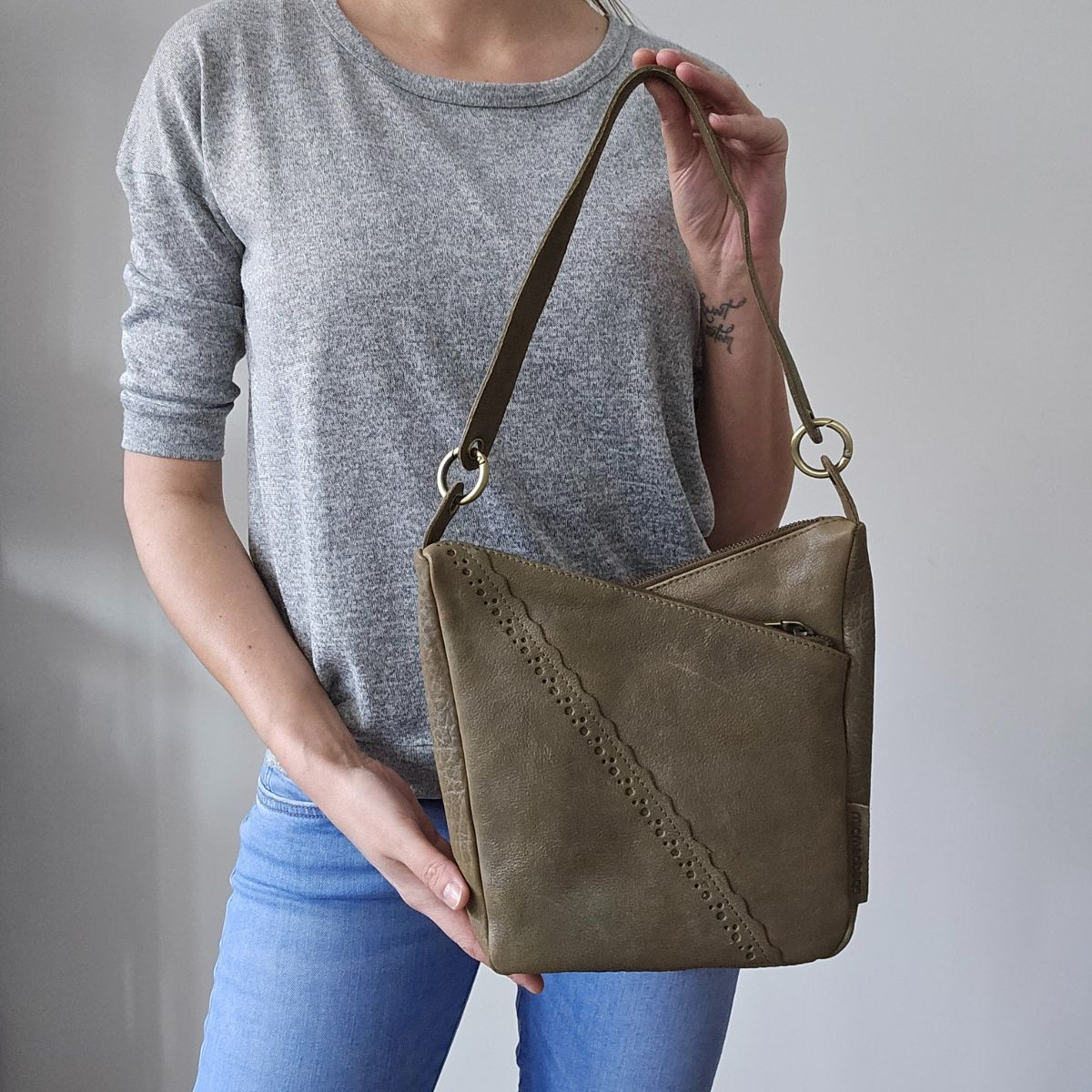 Dámska kožená kabelka olivová Lorena