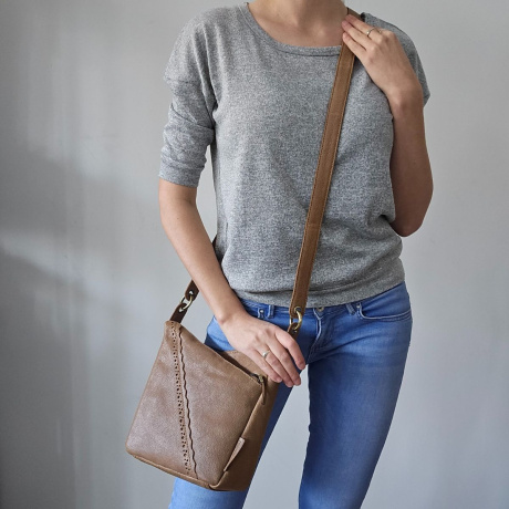 Dámska kožená kabelka taupe Lorena