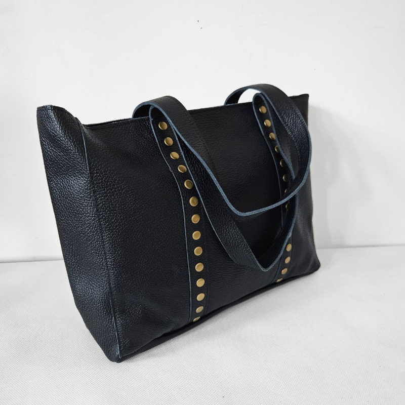 Čierna kožená kabelka na rameno BLAIRE