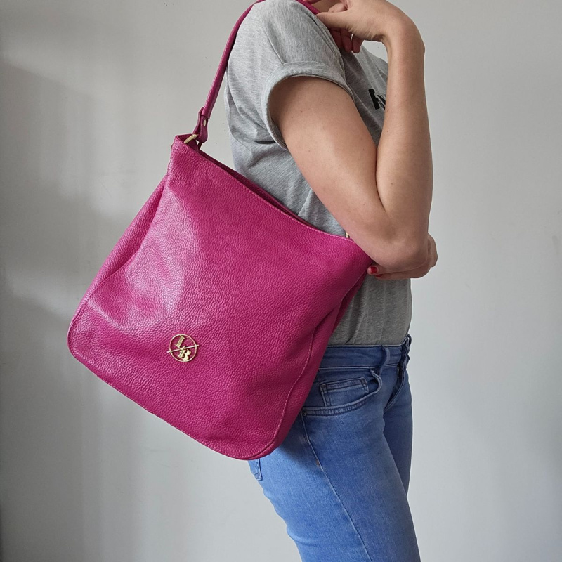 Dámska kožená kabelka fuksia ZELDA