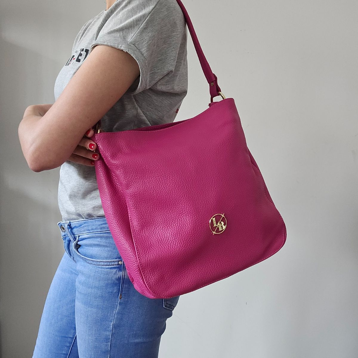 Dámska kožená kabelka fuksia ZELDA