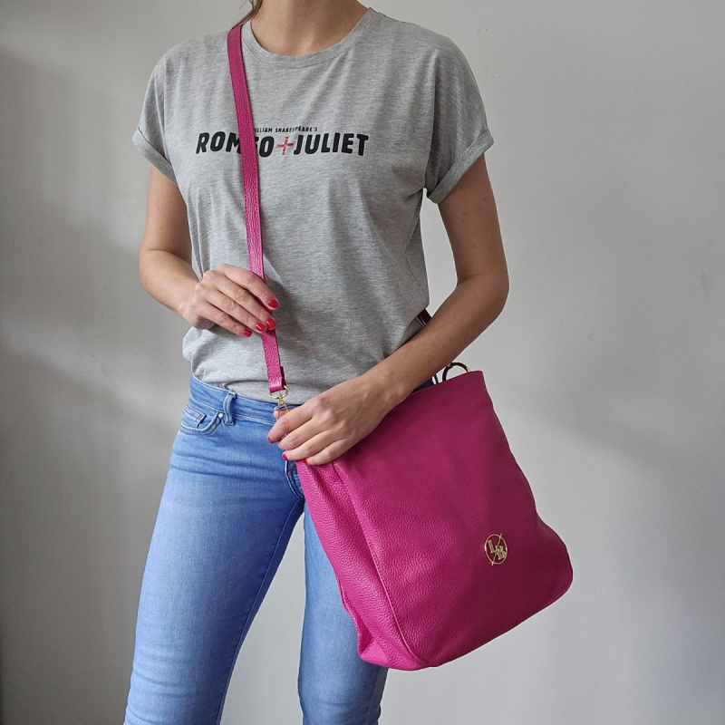 Dámska kožená kabelka fuksia ZELDA