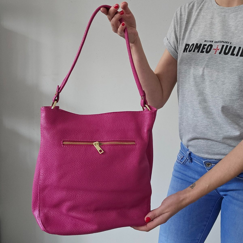 Dámska kožená kabelka fuksia ZELDA