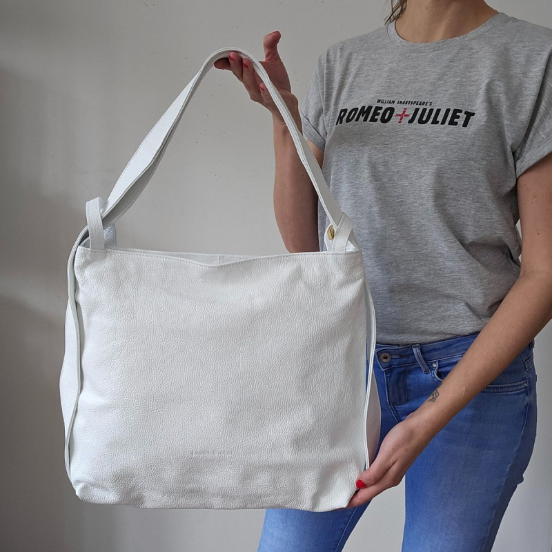 Dámska kožená kabelka biela VALERY