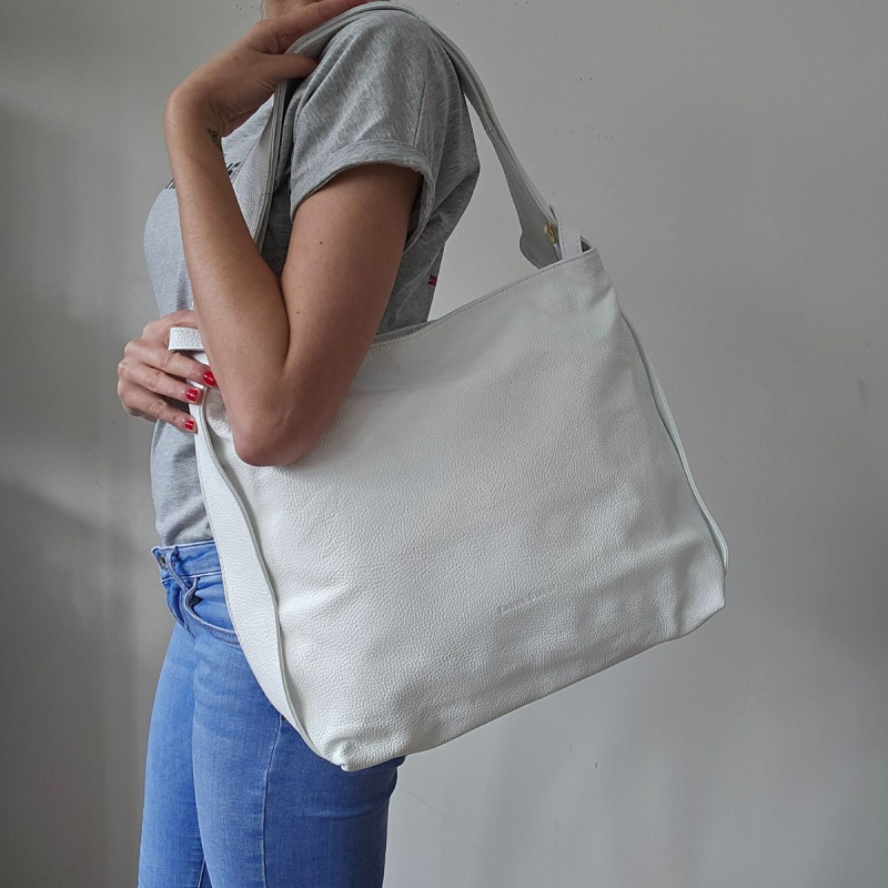 Dámska kožená kabelka biela VALERY