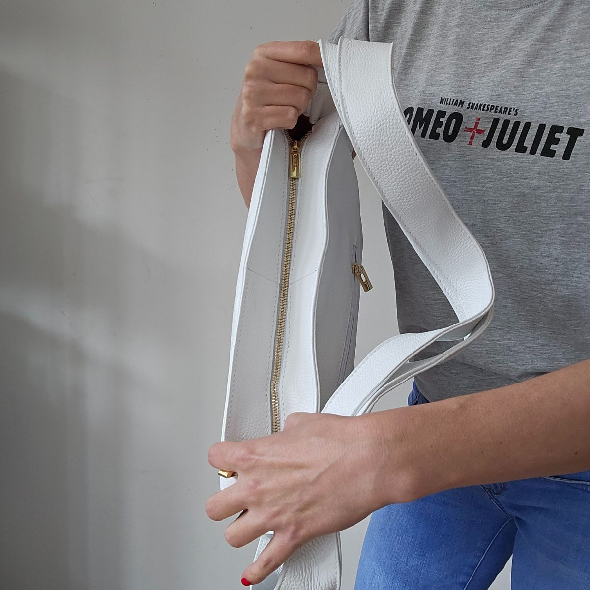 Dámska kožená kabelka biela VALERY