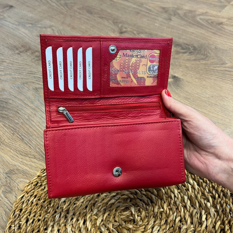 Dámska kožená peňaženka červená EMILY
