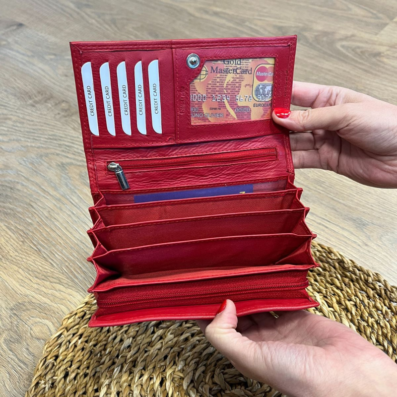 Dámska kožená peňaženka červená EMILY