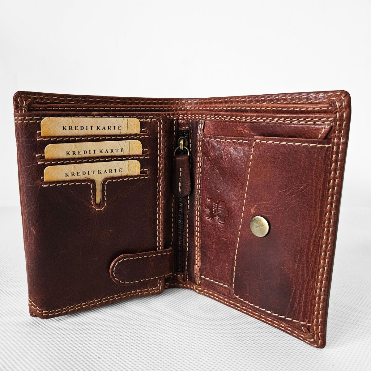 Tmavohnedá pánska kožená peňaženka GRANT-II.