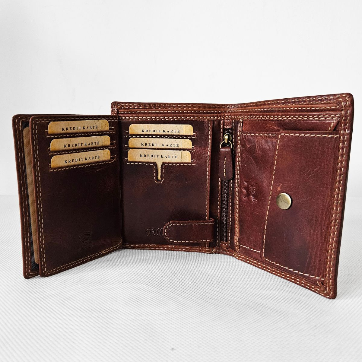 Tmavohnedá pánska kožená peňaženka GRANT-II.