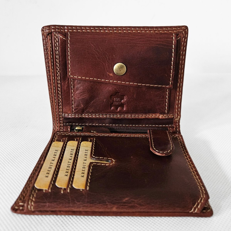 Tmavohnedá pánska kožená peňaženka GRANT-II.