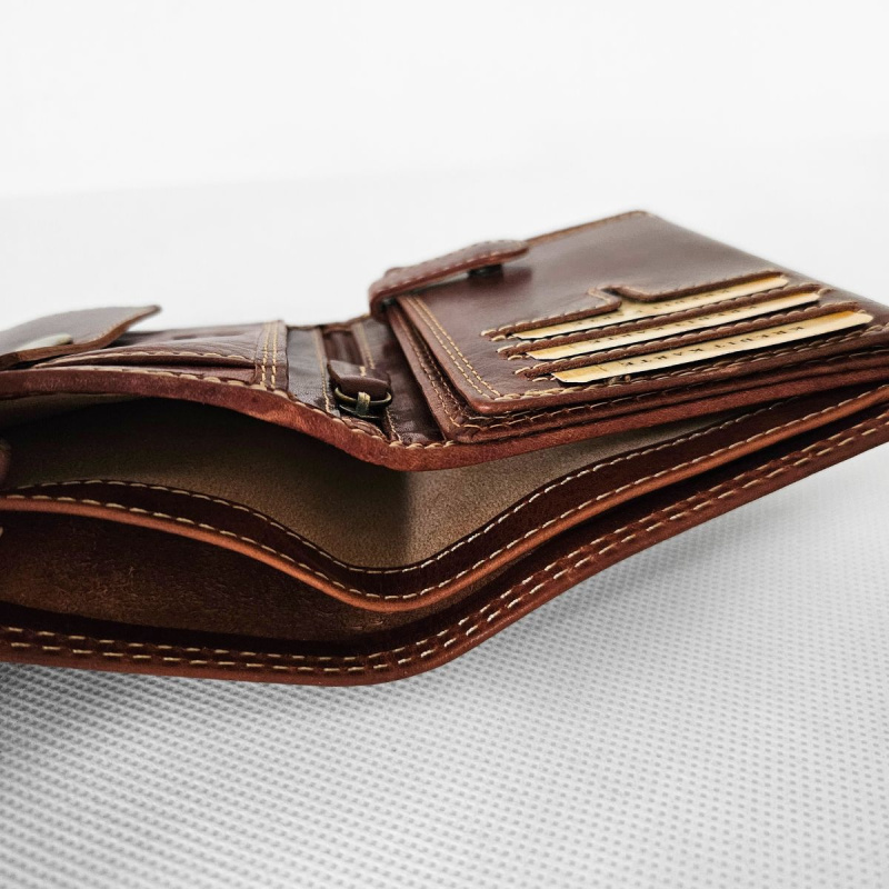 Tmavohnedá pánska kožená peňaženka GRANT-II.