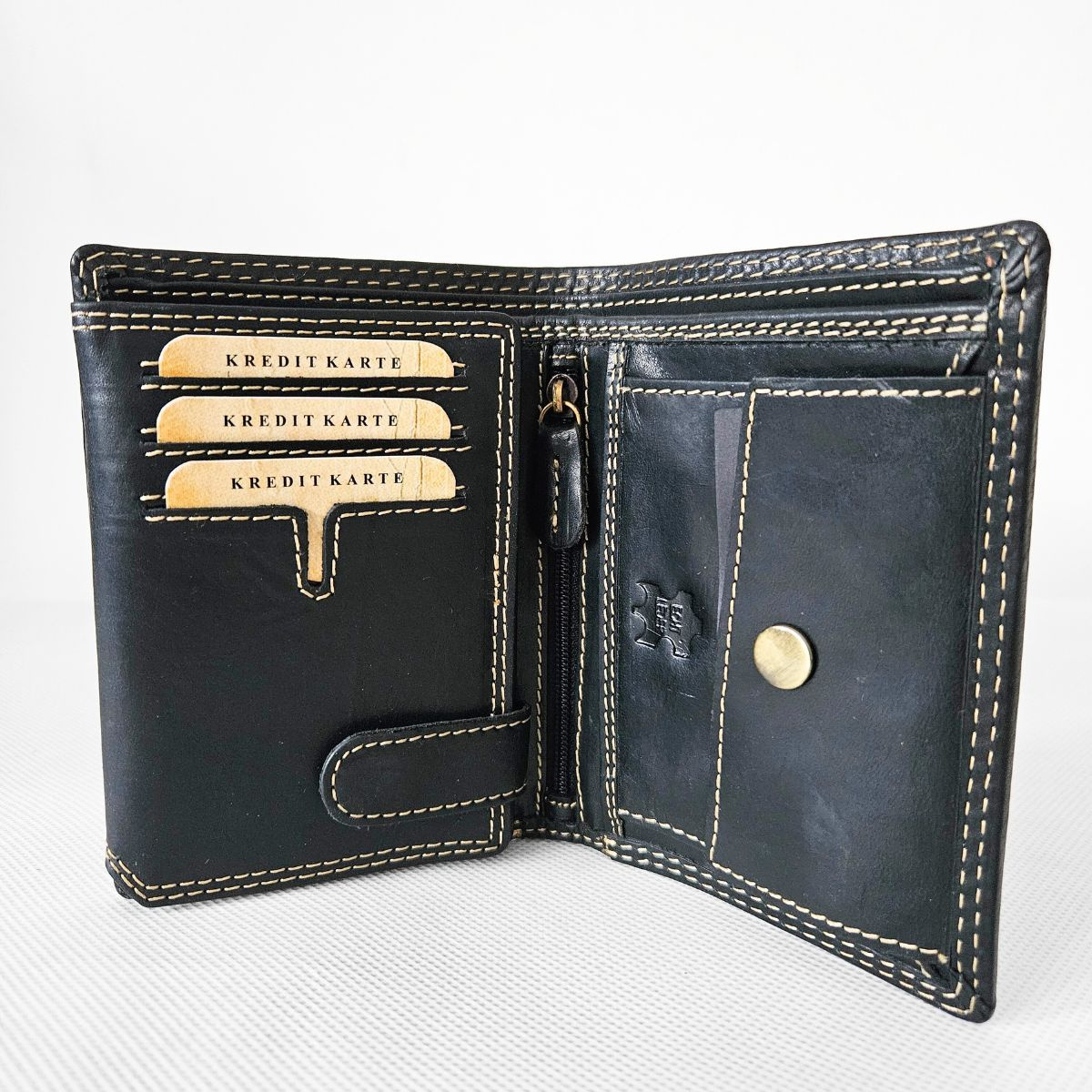 Čierna pánska kožená peňaženka GRANT