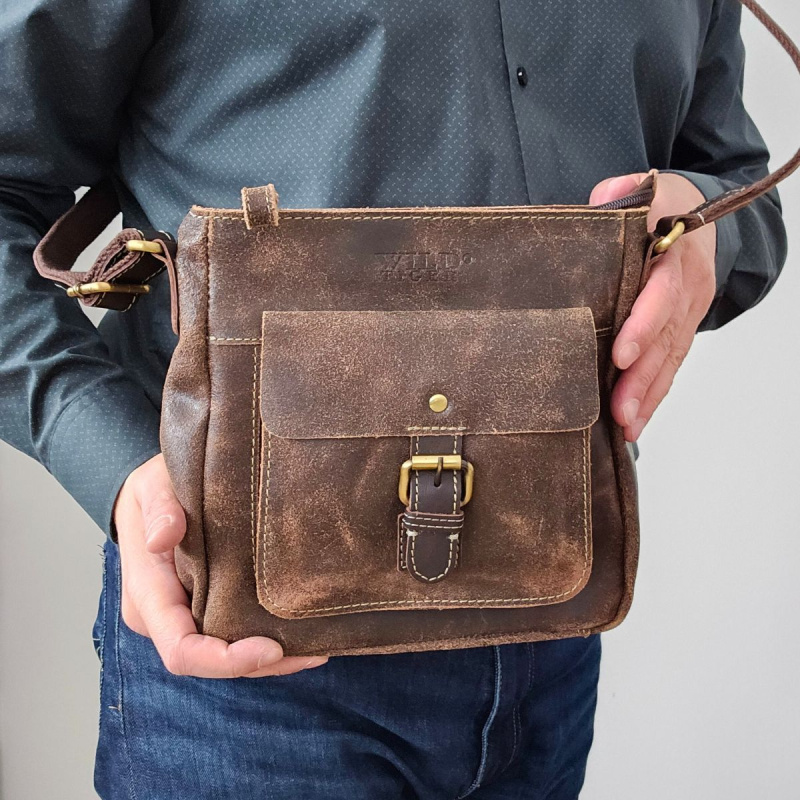 Kožená pánska hnedá crossbody taška FOREST