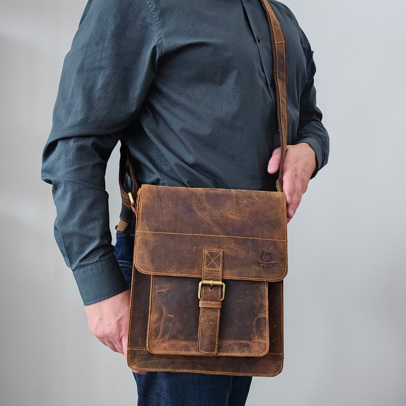 Kožená pánska hnedá crossbody taška ALERON