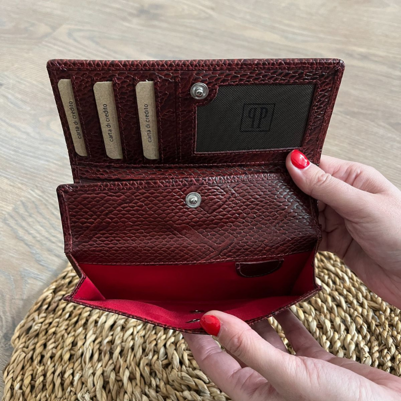 Červená kožená dámska peňaženka Paolo Peruzzi