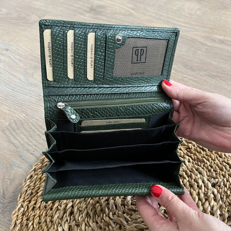 Dámska kožená peňaženka zelená SOLEA