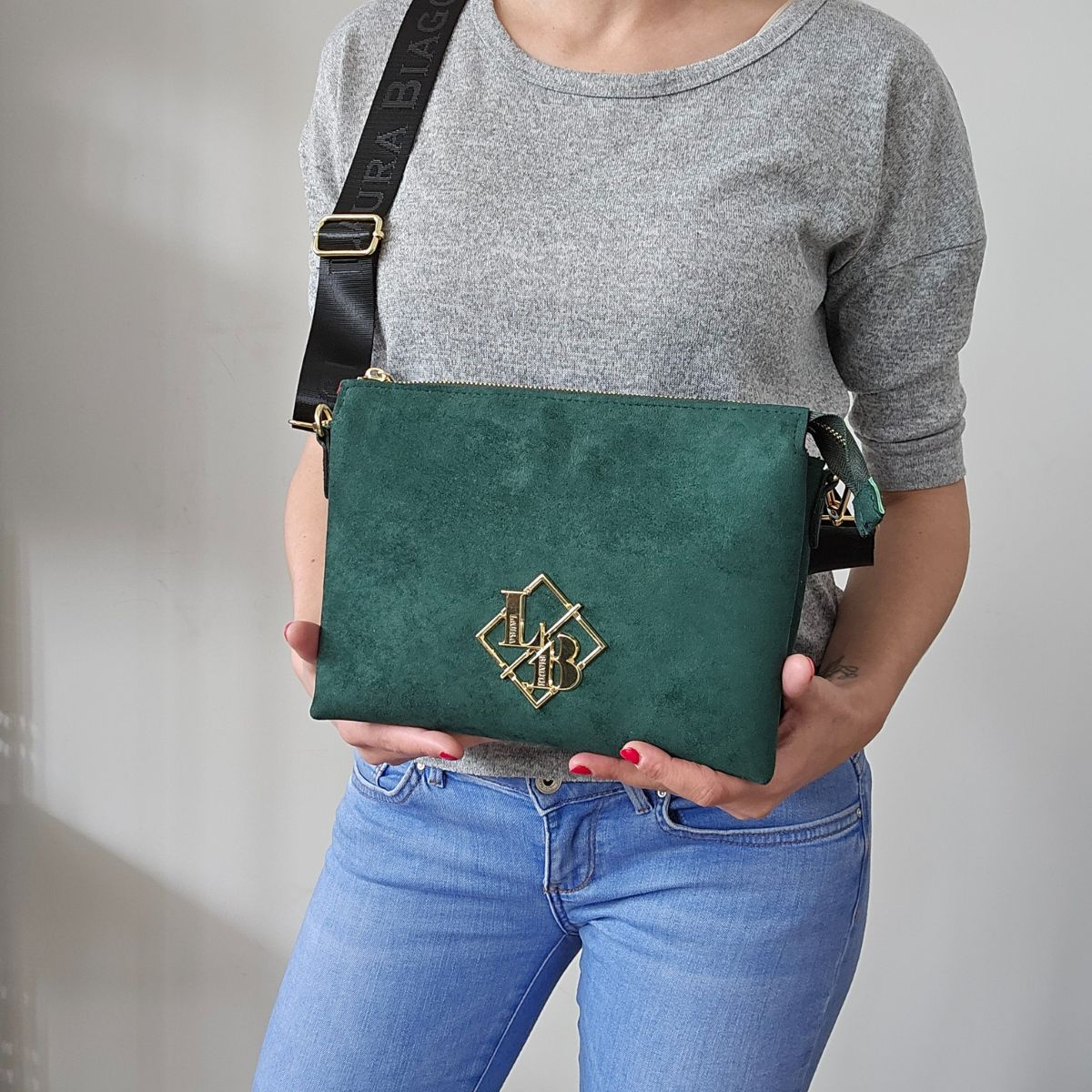 Dámska tmavozelená crossbody kabelka