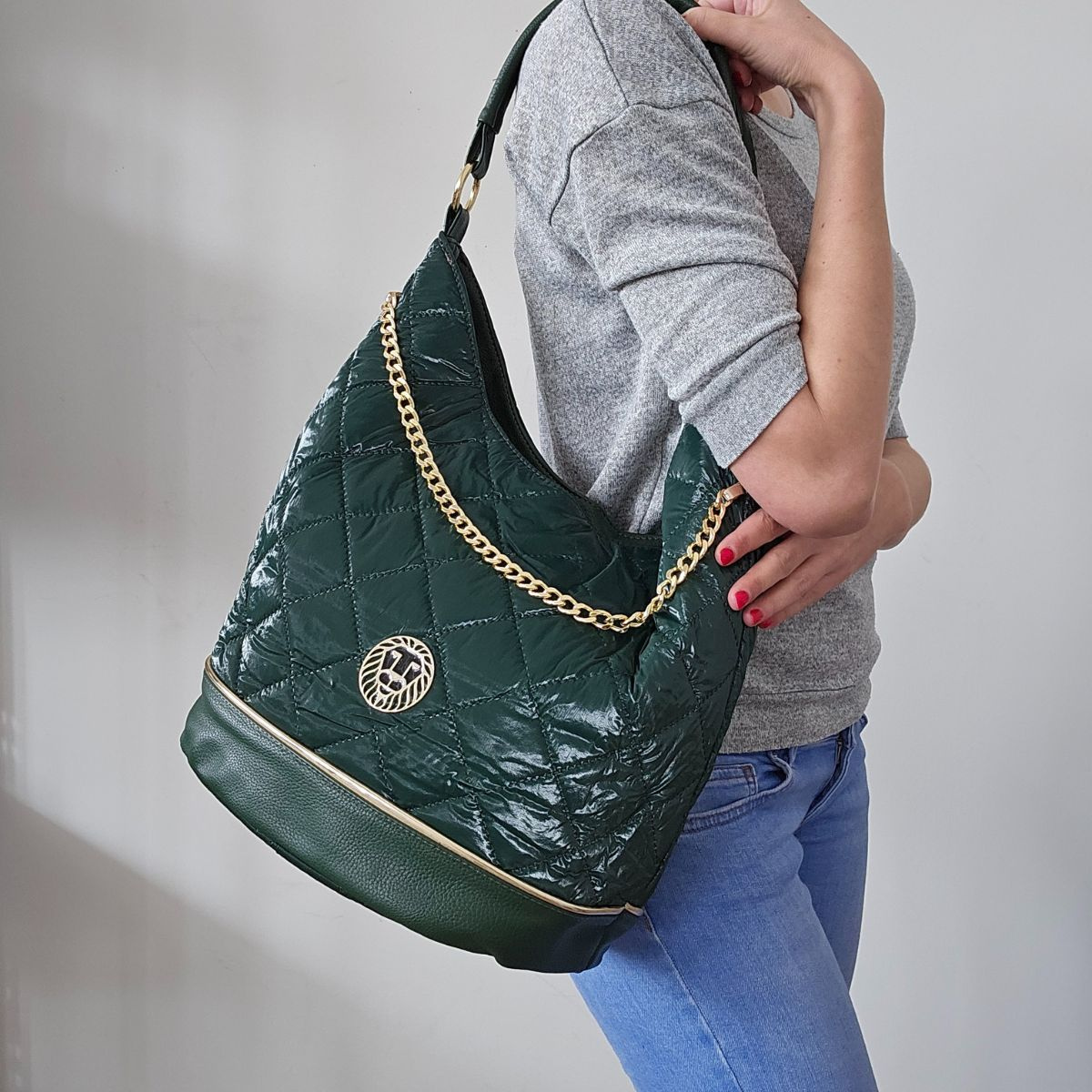 Dámska zelená kabelka na rameno, crossbody