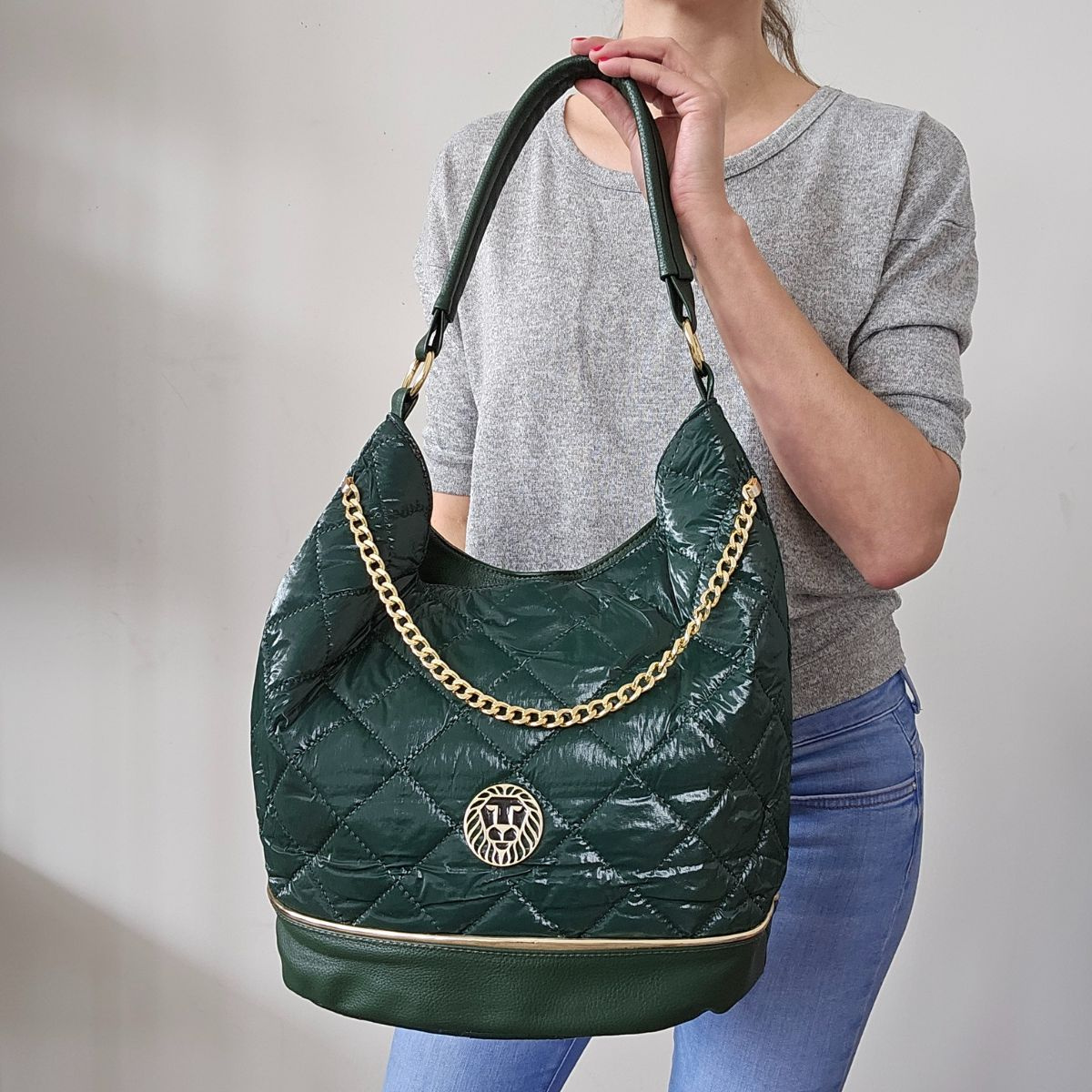 Dámska zelená kabelka na rameno AMADIS