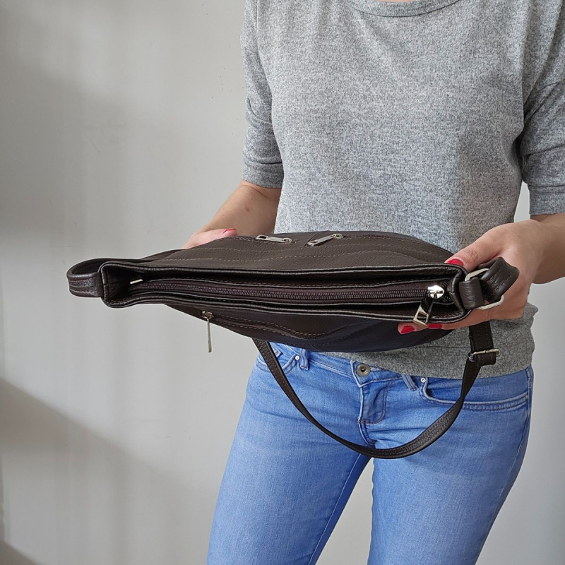 Kožená dámska hnedá crossbody kabelka PALOMA