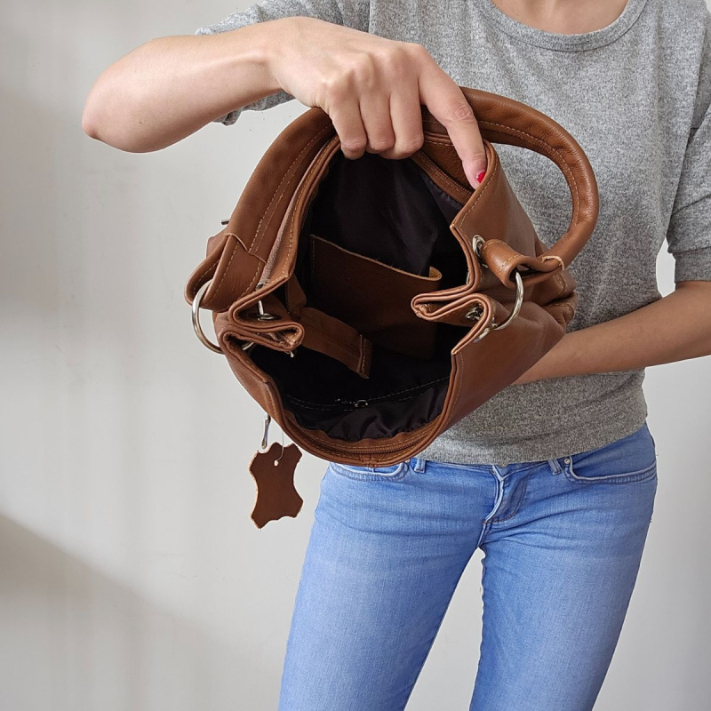 Koňaková kožená dámska kabelka PARIS