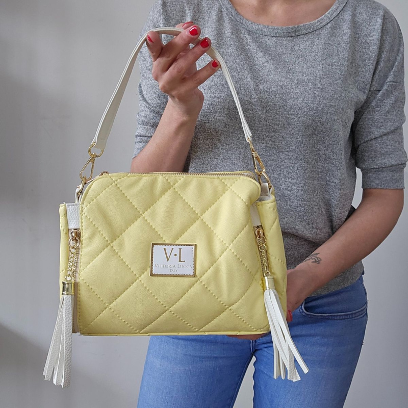 Dámska kabelka na rameno žltá, crossbody