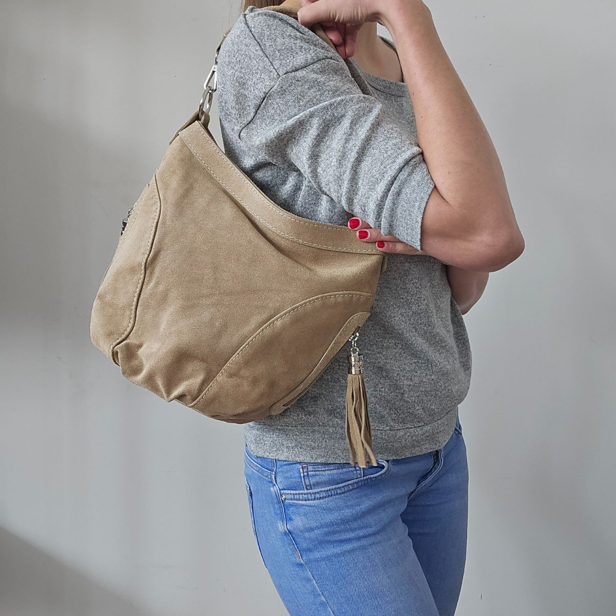 Béžová dámska semišová kabelka Bethany