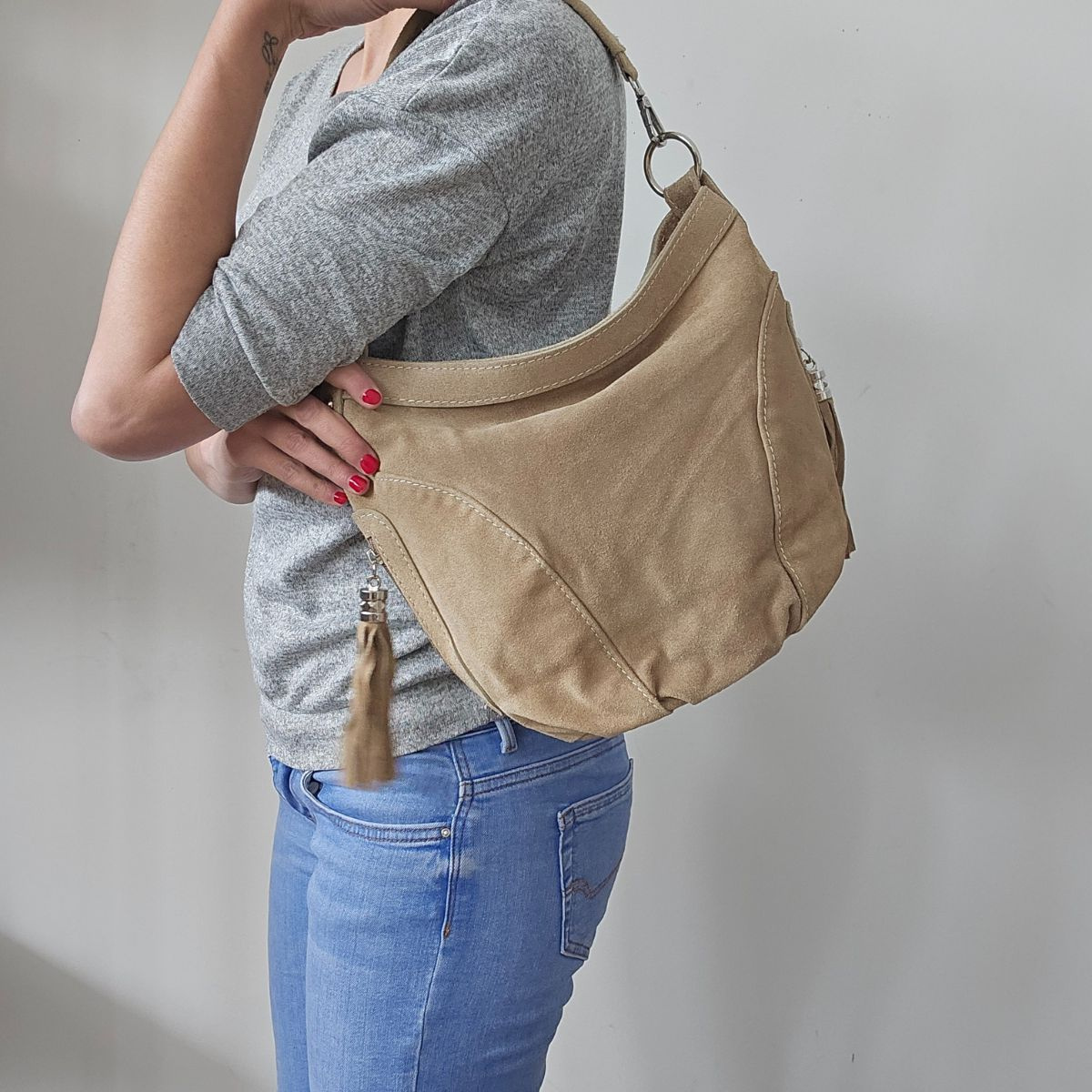 Béžová dámska semišová kabelka Bethany