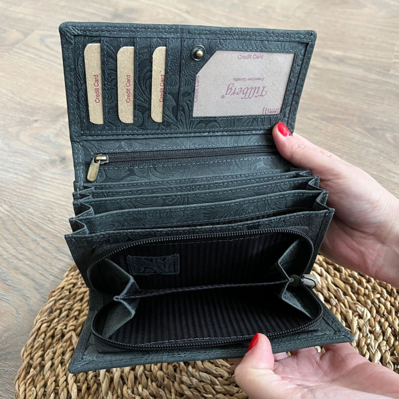 Dámska kožená peňaženka čierna KALEA