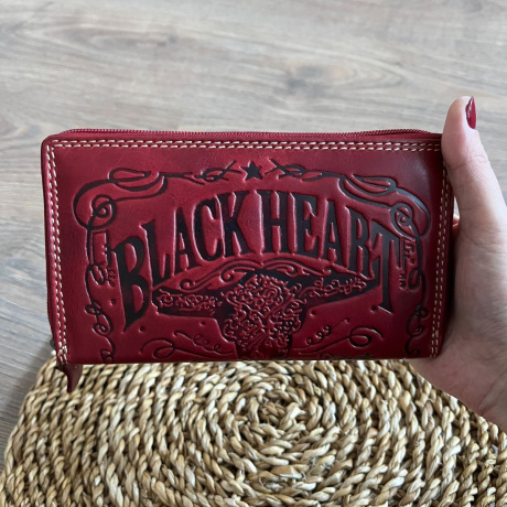 Dámska kožená peňaženka červená veľká s nápismi