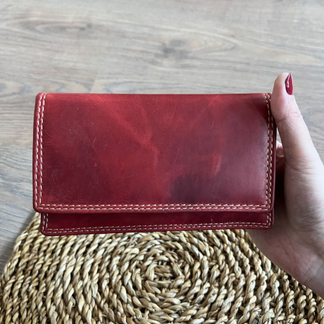 Dámska kožená peňaženka červená veľká