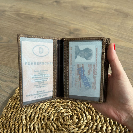 Kožené puzdro na doklady hnedé ASPEN