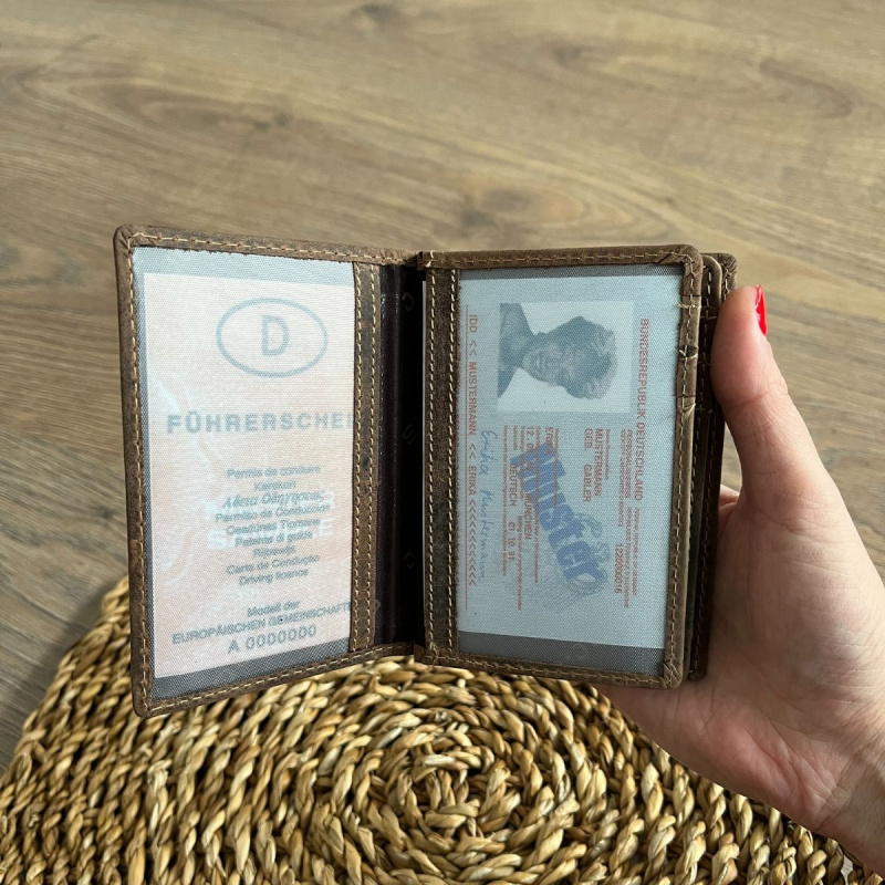 Kožené puzdro na doklady hnedé ASPEN