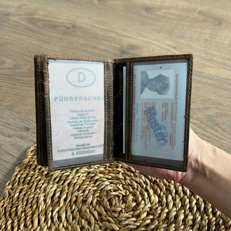 Kožené puzdro na doklady hnedé ASPEN