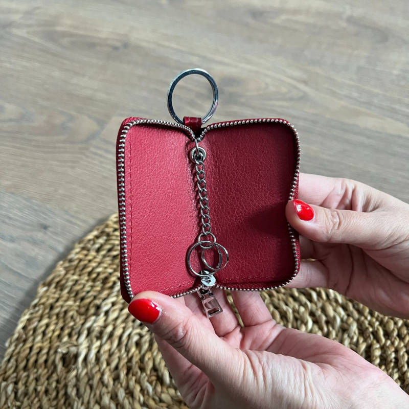 Dámske kožené puzdro na kľúče červené MEL
