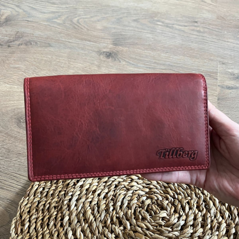 Veľká dámska kožená peňaženka červená