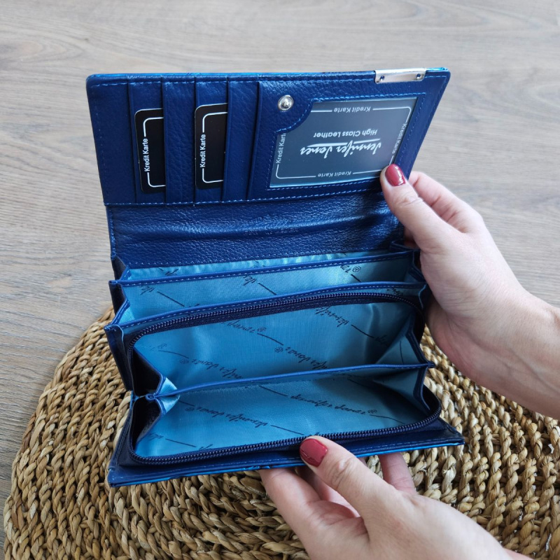 Dámska kožená peňaženka modrá ELSA